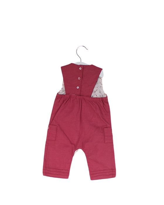 A Pink Sleeveless Jumpsuits from Jacadi in size 0-3M for girl. (Back View)