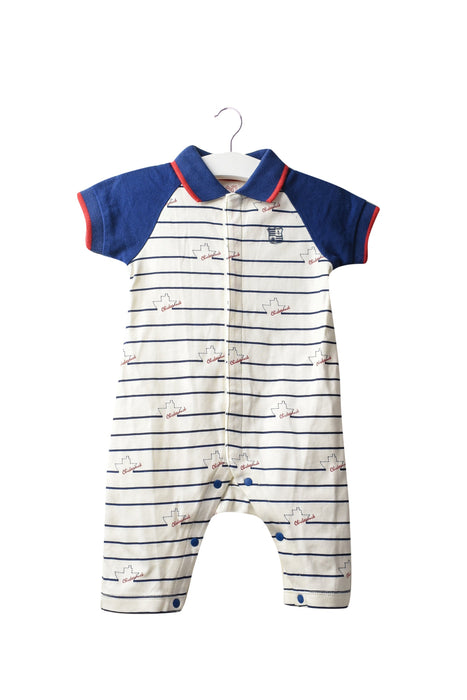 A White Short Sleeve Jumpsuits from Chickeeduck in size 0-3M for boy. (Front View)