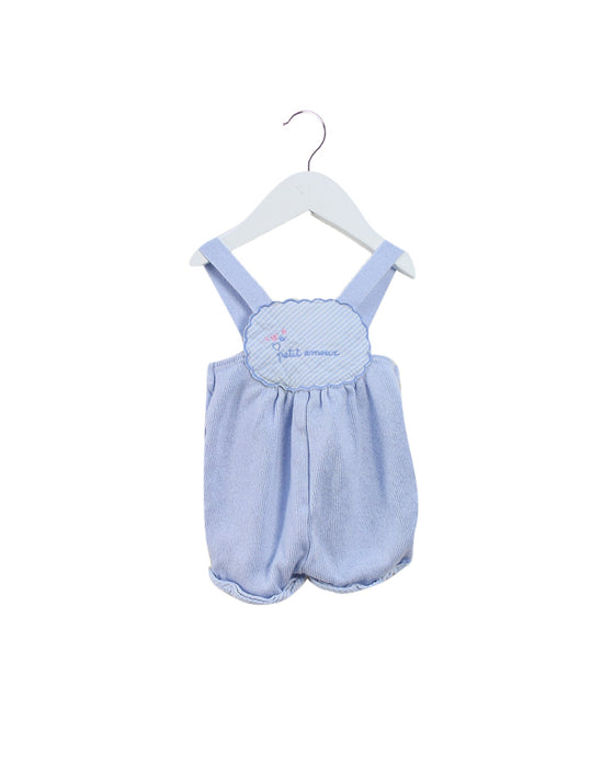 A Blue Overall Shorts from Absorba in size 3-6M for girl. (Front View)