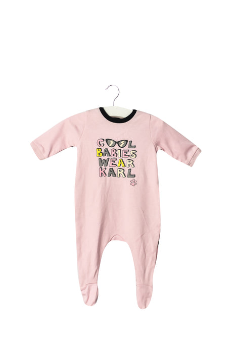 A Pink Long Sleeve Jumpsuits from Karl Lagerfeld in size 0-3M for girl. (Front View)