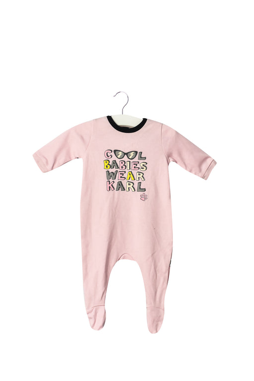 A Pink Long Sleeve Jumpsuits from Karl Lagerfeld in size 0-3M for girl. (Front View)