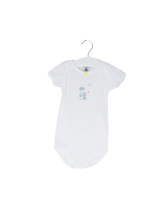 A White Short Sleeve Bodysuits from Petit Bateau in size 6-12M for girl. (Front View)