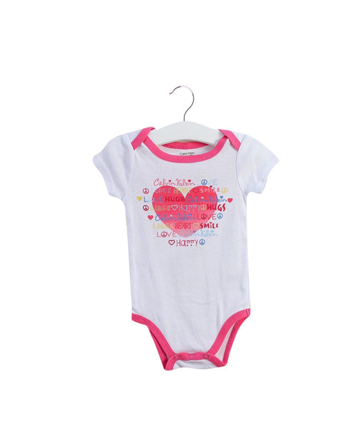 A White Short Sleeve Bodysuits from Calvin Klein in size 3-6M for girl. (Front View)