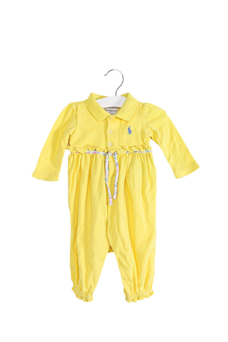 A Yellow Long Sleeve Jumpsuits from Ralph Lauren in size 3-6M for girl. (Front View)