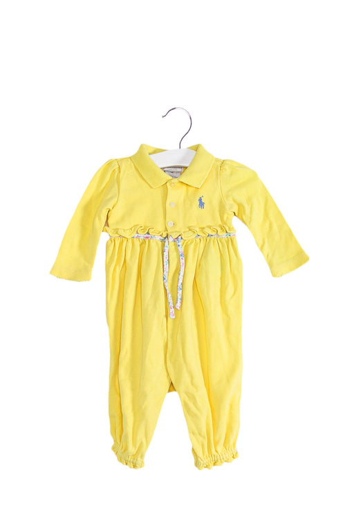 A Yellow Long Sleeve Jumpsuits from Ralph Lauren in size 3-6M for girl. (Front View)