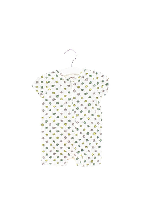 A White Short Sleeve Rompers from Seed in size 3-6M for girl. (Front View)