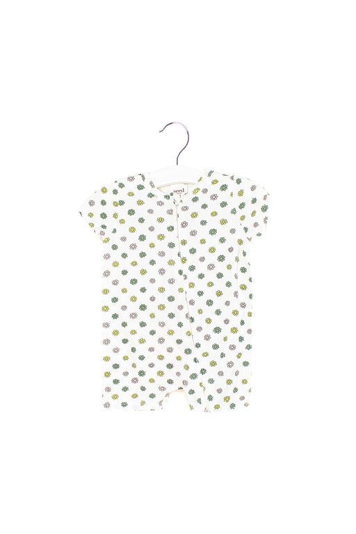 A White Short Sleeve Rompers from Seed in size 3-6M for girl. (Front View)