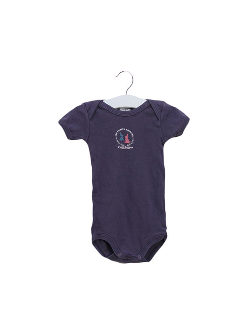 A Purple Short Sleeve Bodysuits from Petit Bateau in size 3-6M for girl. (Front View)
