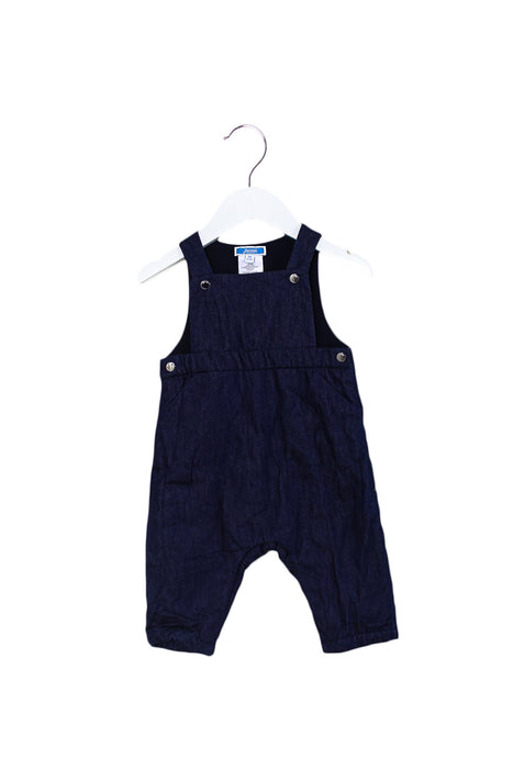 A Navy Long Overalls from Jacadi in size 3-6M for boy. (Front View)