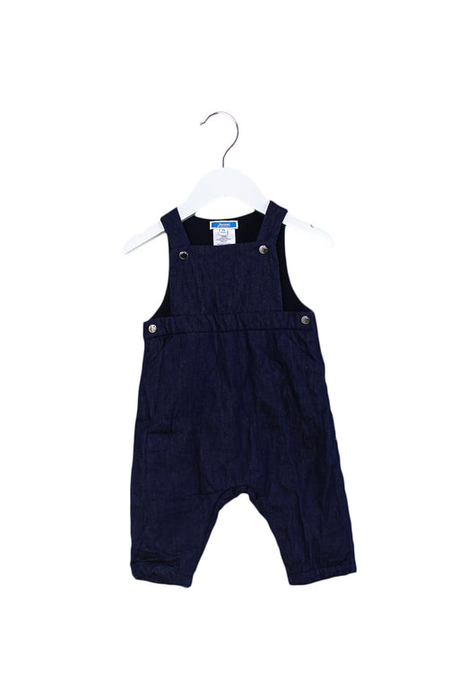 A Navy Long Overalls from Jacadi in size 3-6M for boy. (Front View)