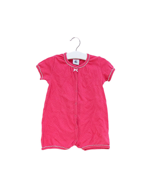 A Pink Short Sleeve Rompers from Petit Bateau in size 3-6M for girl. (Front View)