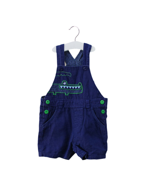 A Blue Overall Shorts from DPAM in size 6-12M for girl. (Front View)
