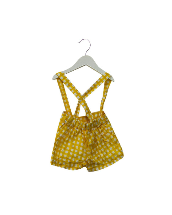 A Yellow Overall Shorts from Paula and Baby in size 6-12M for girl. (Front View)