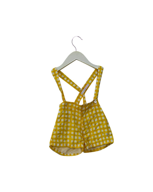 A Yellow Overall Shorts from Paula and Baby in size 6-12M for girl. (Front View)