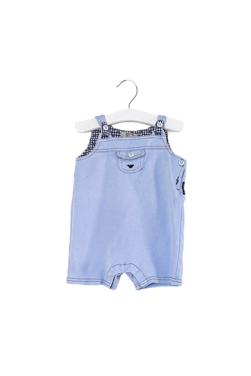 A Blue Overall Shorts from Armani in size 3-6M for boy. (Front View)