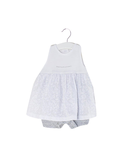 A White Sleeveless Rompers from bellybutton in size 0-3M for girl. (Front View)