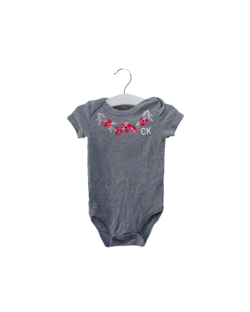 A Grey Short Sleeve Bodysuits from Calvin Klein in size 3-6M for girl. (Front View)