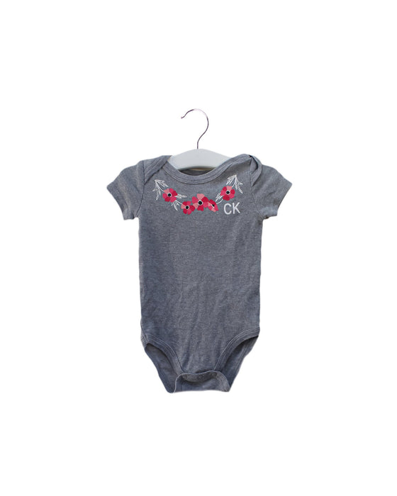 A Grey Short Sleeve Bodysuits from Calvin Klein in size 3-6M for girl. (Front View)