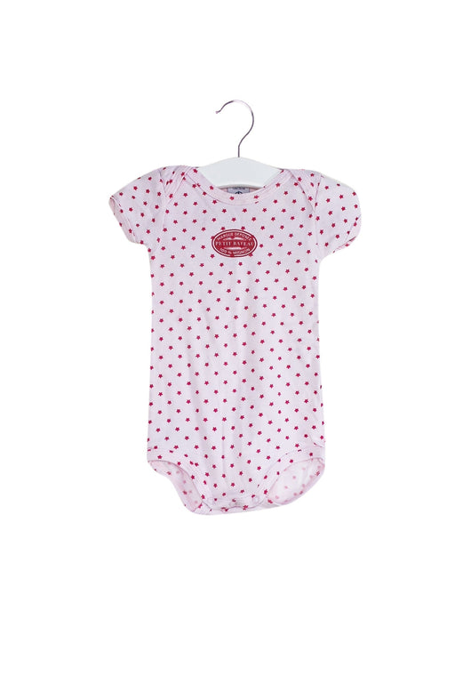 A Pink Short Sleeve Bodysuits from Petit Bateau in size 6-12M for girl. (Front View)