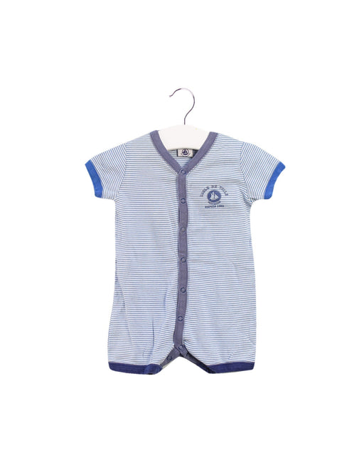 A Blue Short Sleeve Rompers from Petit Bateau in size 3-6M for boy. (Front View)