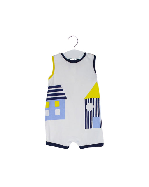 A White Sleeveless Rompers from Mayoral in size 3-6M for boy. (Front View)
