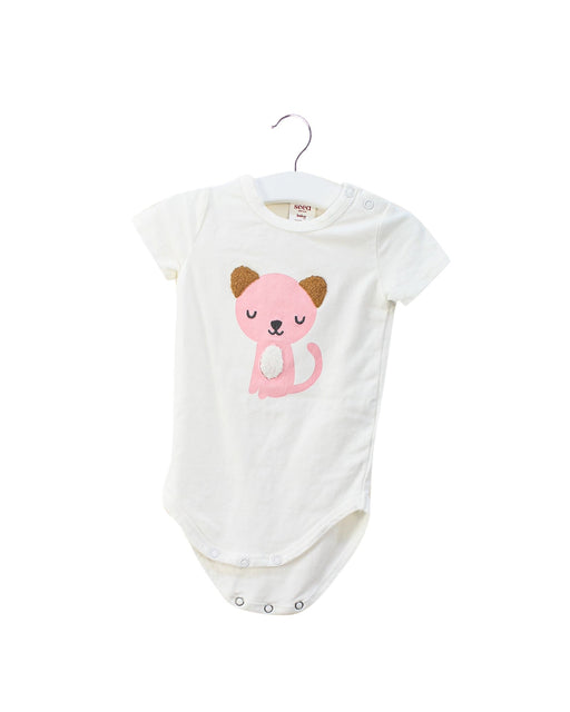 A Ivory Short Sleeve Bodysuits from Seed in size 3-6M for girl. (Front View)