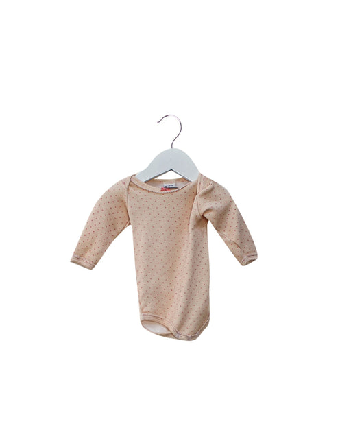 A Pink Long Sleeve Bodysuits from Petit Bateau in size 3-6M for girl. (Front View)
