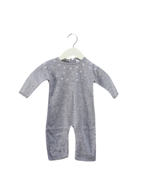 A Grey Long Sleeve Jumpsuits from Tartine et Chocolat in size 0-3M for girl. (Front View)