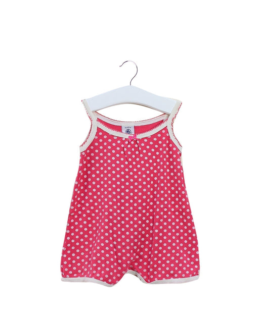 A Pink Sleeveless Rompers from Petit Bateau in size 3-6M for girl. (Front View)