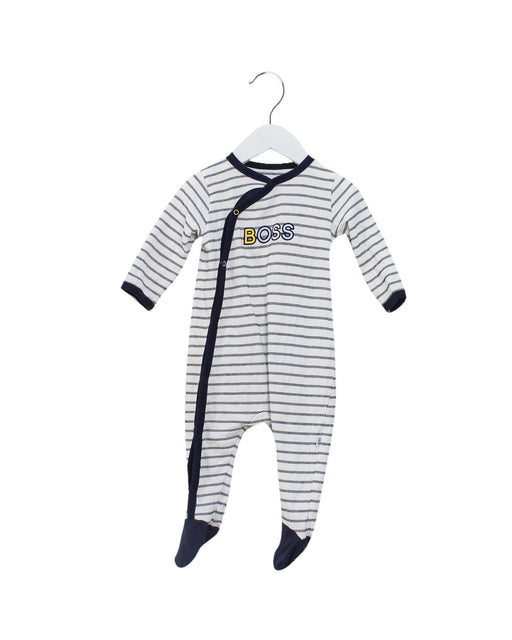A Navy Long Sleeve Jumpsuits from Boss in size 3-6M for boy. (Front View)