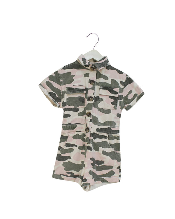 A Pink Short Sleeve Rompers from Seed in size 5T for girl. (Front View)