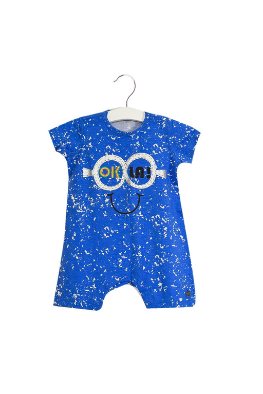A Blue Short Sleeve Rompers from The Bonnie Mob in size 6-12M for boy. (Front View)