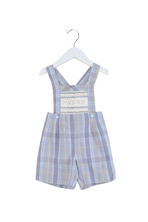 A Blue Overall Shorts from Pretty Originals in size 6-12M for girl. (Front View)
