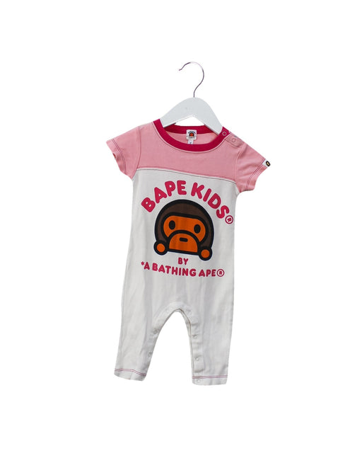 A Pink Short Sleeve Jumpsuits from BAPE KIDS in size 3-6M for girl. (Front View)