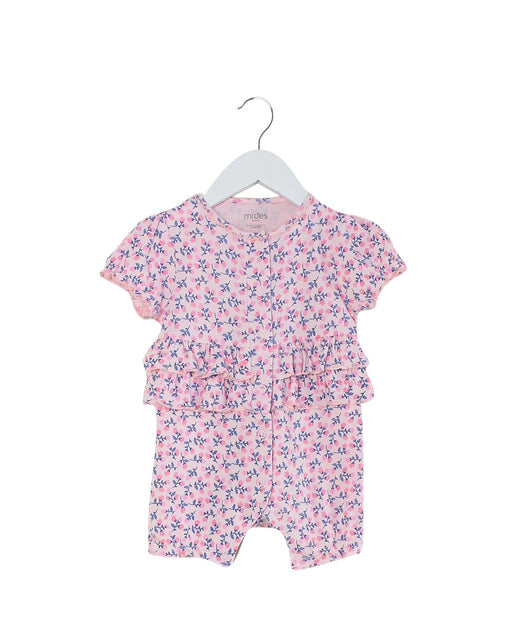 A Pink Short Sleeve Rompers from Mides in size 3-6M for girl. (Front View)