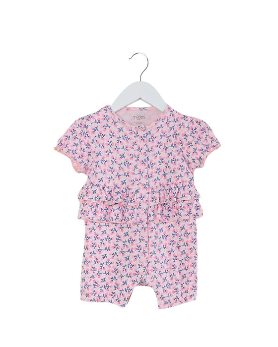 A Pink Short Sleeve Rompers from Mides in size 3-6M for girl. (Front View)