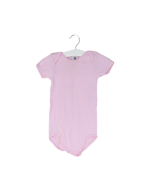 A Pink Short Sleeve Bodysuits from Petit Bateau in size 12-18M for girl. (Front View)