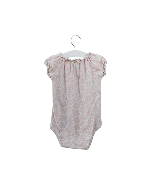 A Pink Short Sleeve Bodysuits from and the little dog laughed in size 6-12M for girl. (Front View)