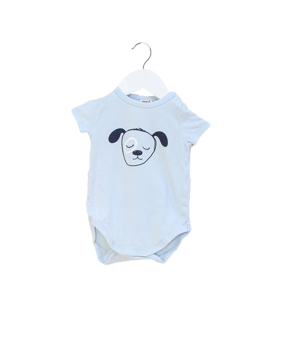 A Blue Short Sleeve Bodysuits from Seed in size 3-6M for boy. (Front View)