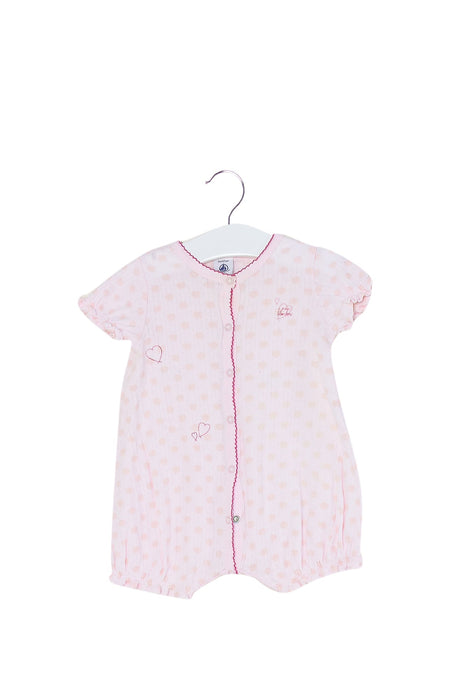 A Pink Short Sleeve Rompers from Petit Bateau in size 3-6M for girl. (Back View)