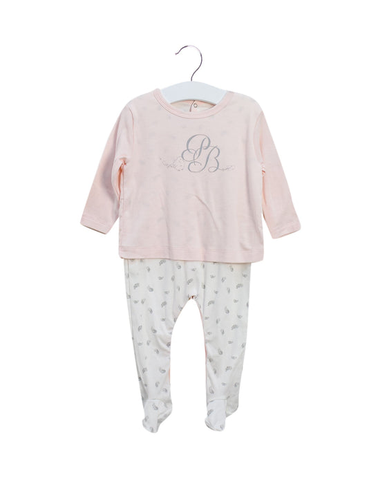 A Pink Long Sleeve Jumpsuits from Petit Bateau in size 6-12M for girl. (Front View)