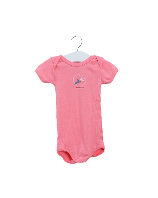 A Pink Short Sleeve Bodysuits from Petit Bateau in size 3-6M for girl. (Front View)