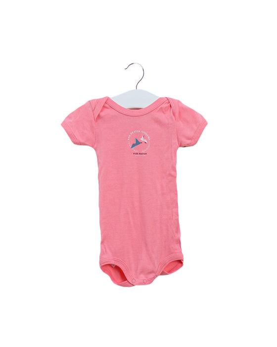 A Pink Short Sleeve Bodysuits from Petit Bateau in size 3-6M for girl. (Front View)