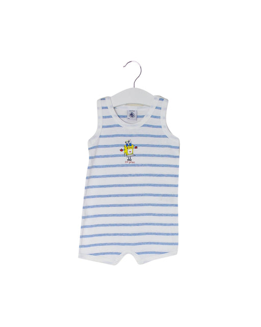 A White Sleeveless Rompers from Petit Bateau in size 3-6M for boy. (Front View)