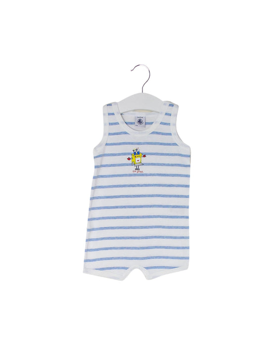 A White Sleeveless Rompers from Petit Bateau in size 3-6M for boy. (Front View)