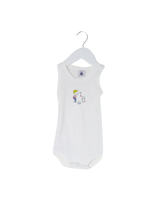 A White Long Sleeve Bodysuits from Petit Bateau in size 3-6M for girl. (Front View)
