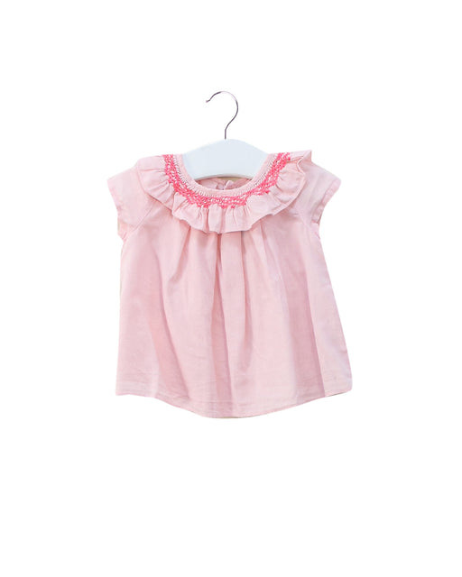 A Pink Short Sleeve Tops from Jacadi in size 3-6M for girl. (Front View)