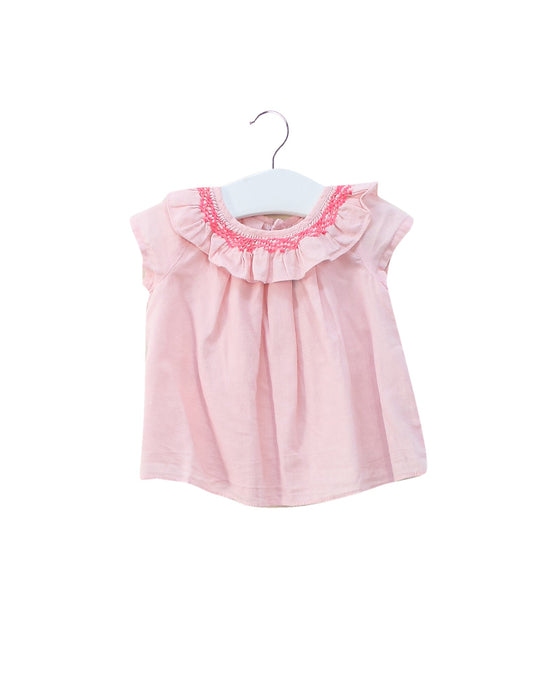 A Pink Short Sleeve Tops from Jacadi in size 3-6M for girl. (Front View)