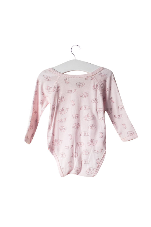 A Pink Long Sleeve Bodysuits from Petit Bateau in size 3-6M for girl. (Front View)