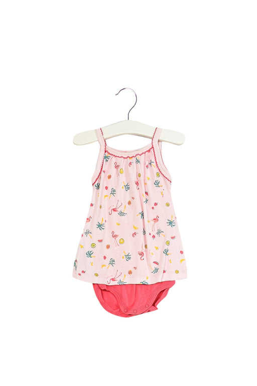 A Pink Long Sleeve Bodysuits from Petit Bateau in size 6-12M for girl. (Front View)